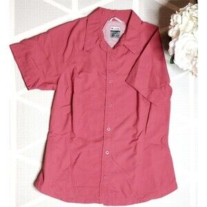 Columbia Coral Orange Active Omni Wick Short Sleeve Womens Tailored Shirt Small